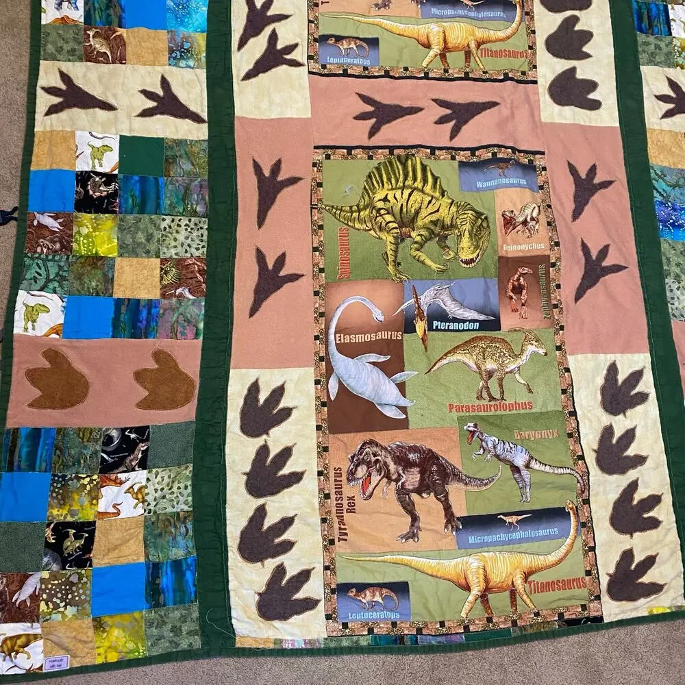 Handmade Dinosaur Quilt Twin Size Comforter 71x 87